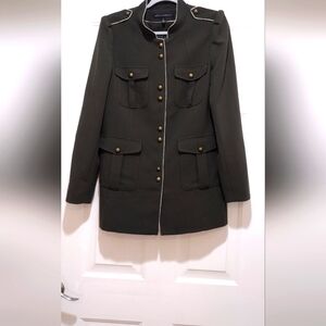 White House Black Market Green Military Style Jacket Women'd Size Large